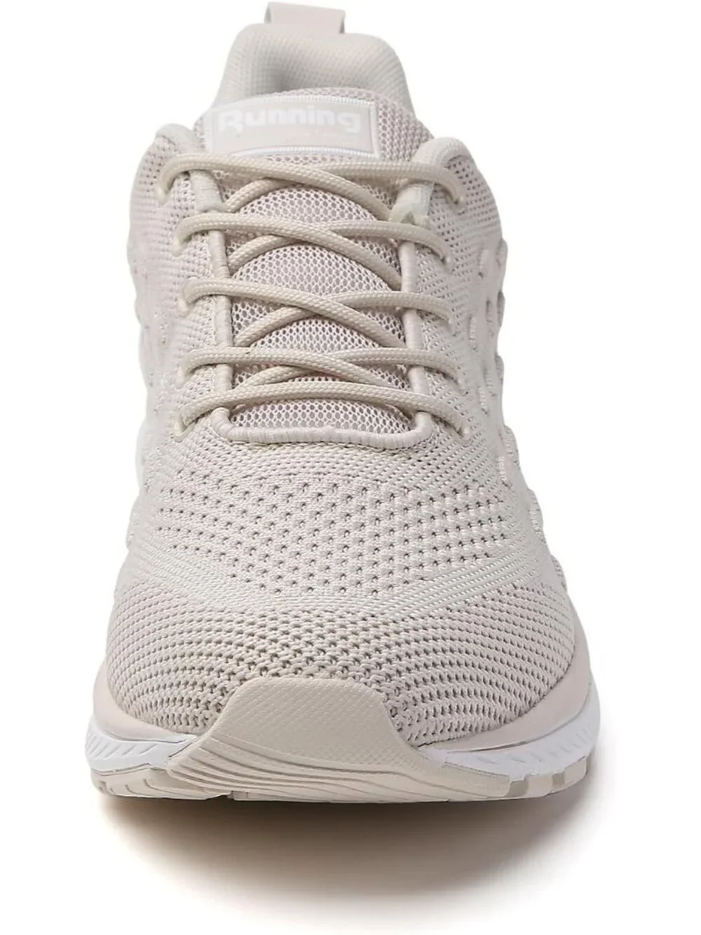 Women's Beige Mesh Sneakers Athletic Running Walking Shoes Lace-Up